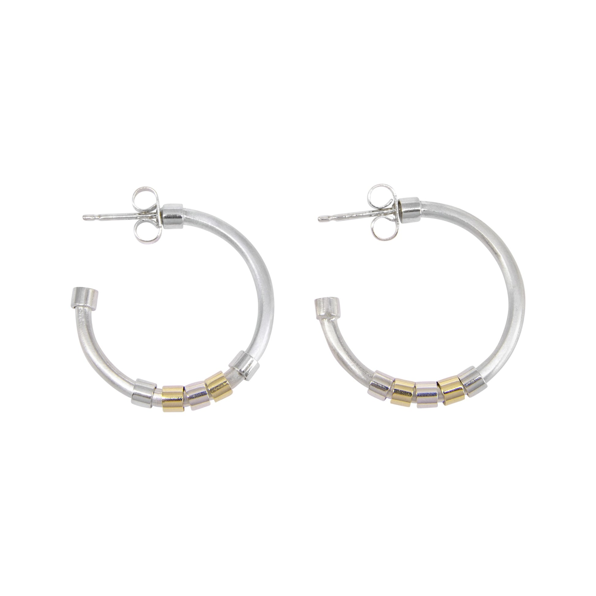 CIRCLE HOOP EARRINGS WITH SILVER AND GOLD - Genevieve Broughton