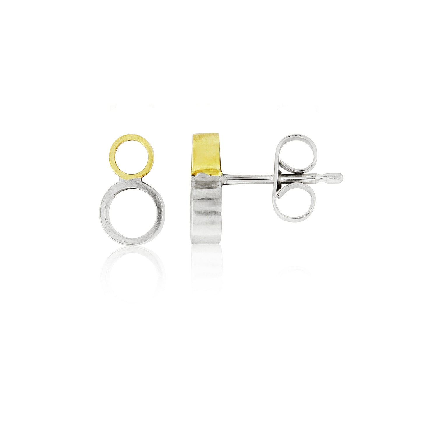 SILVER AND GOLD TWO CIRCLE STUDS - Genevieve Broughton