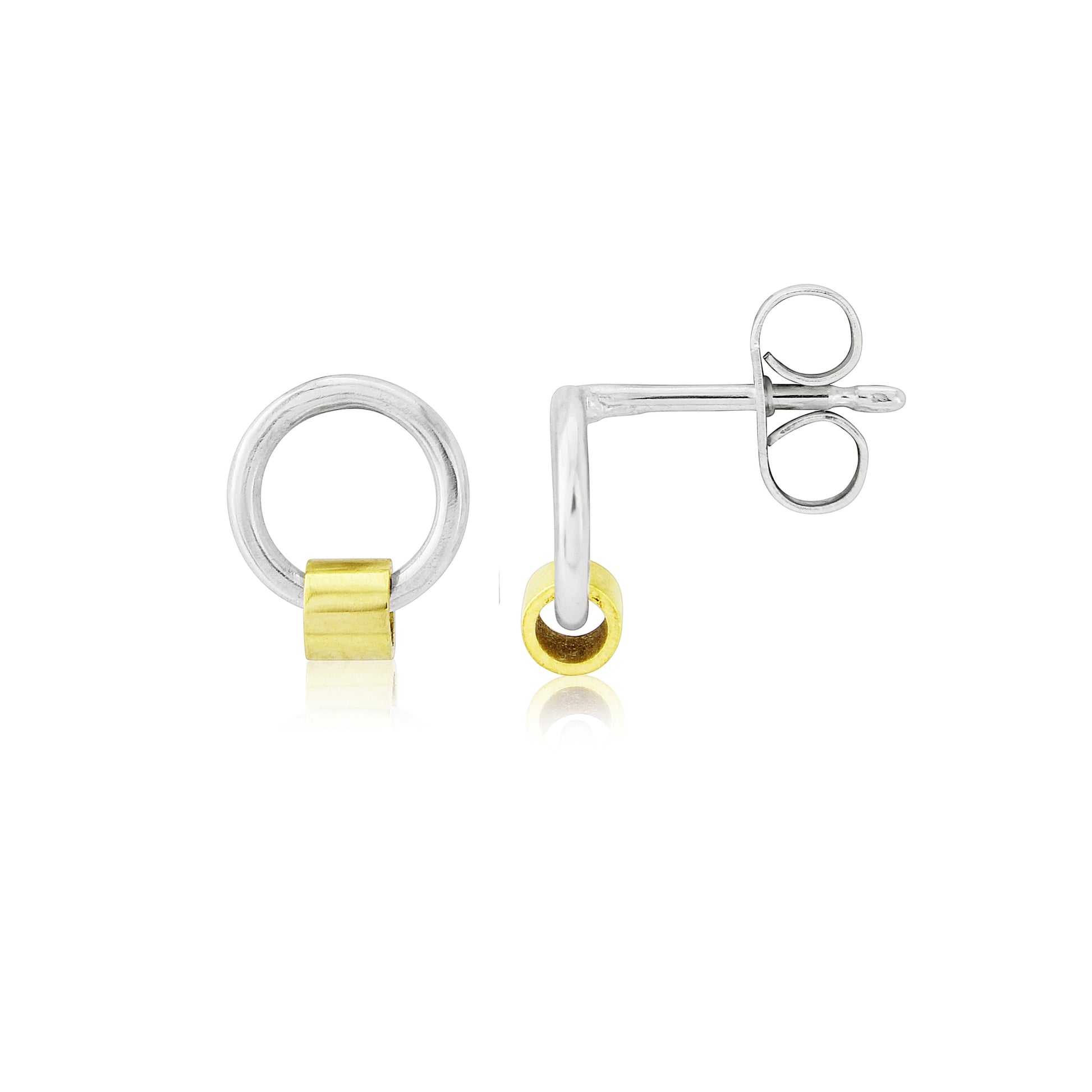 SILVER CIRCLE STUD WITH GOLD - Genevieve Broughton