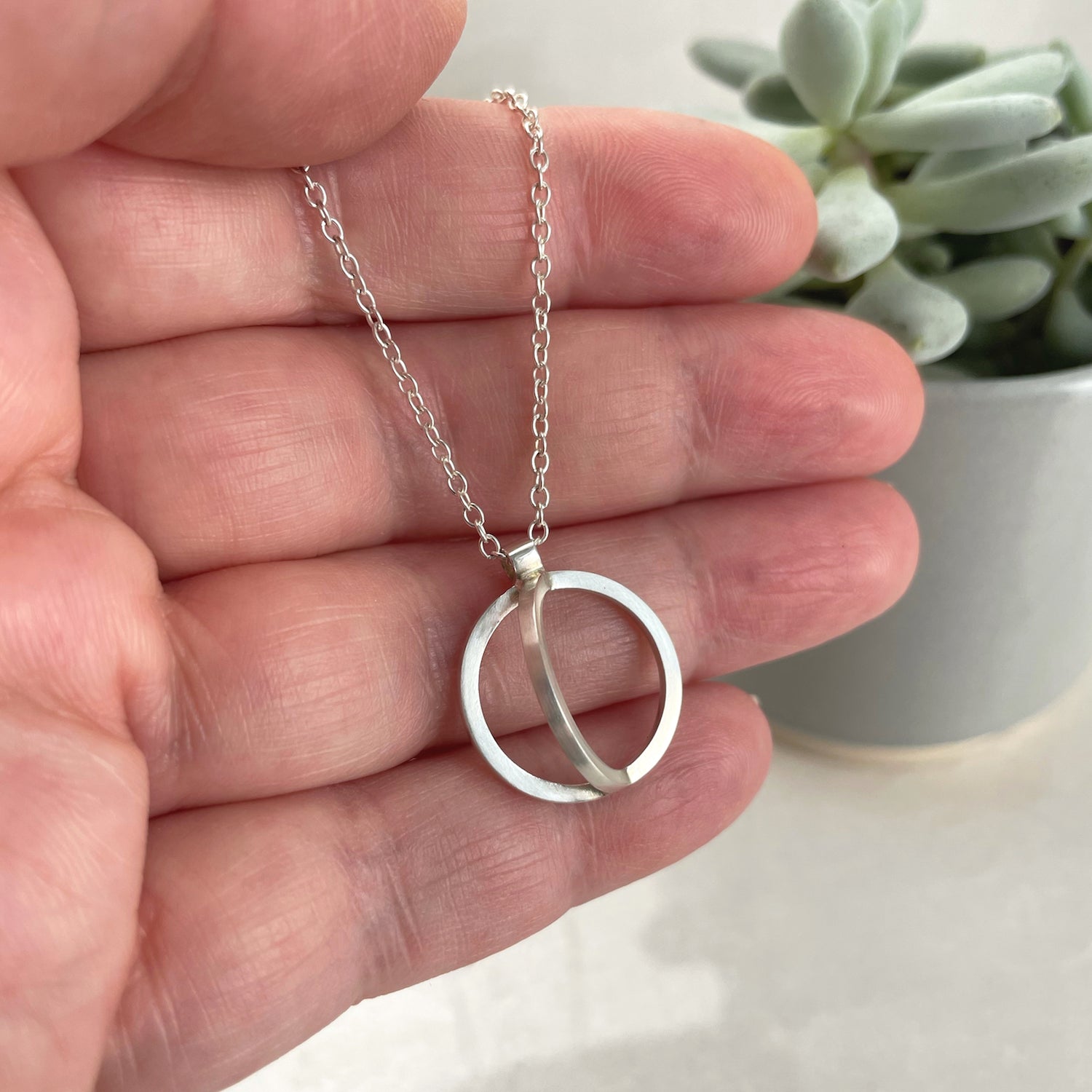 Silver circle eclipse necklace - Genevieve Broughton