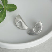 Load image into Gallery viewer, MODERNIST SILVER SEMICIRCLE LARGE STUD EARRINGS - Genevieve Broughton
