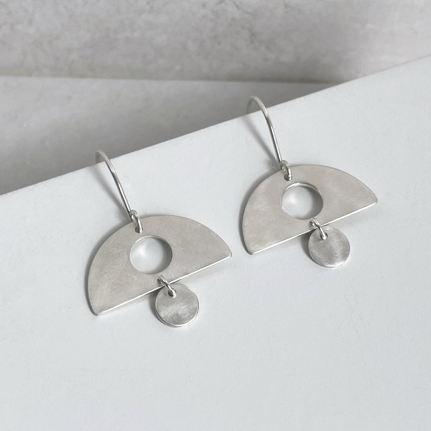 MODERNIST SILVER SEMICIRCLE DROP EARRINGS 2 - Genevieve Broughton