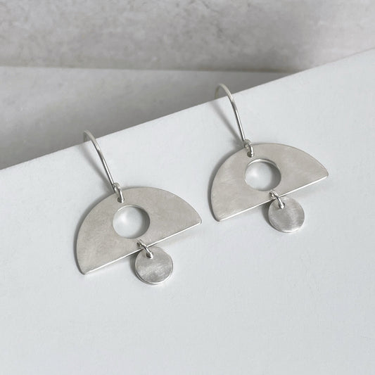 MODERNIST SILVER SEMICIRCLE DROP EARRINGS 2 - Genevieve Broughton