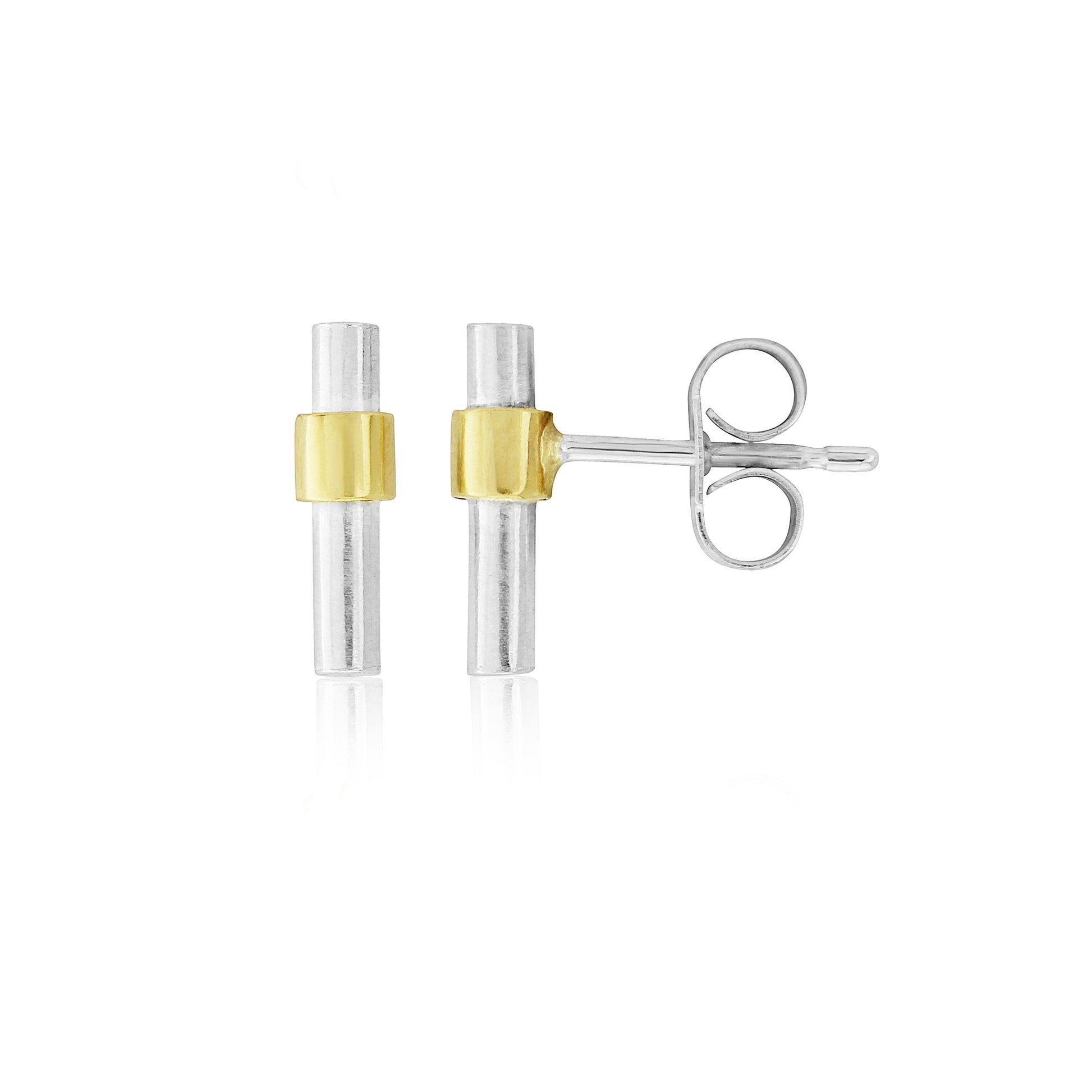SILVER BAR STUD WITH GOLD DETAIL - Genevieve Broughton