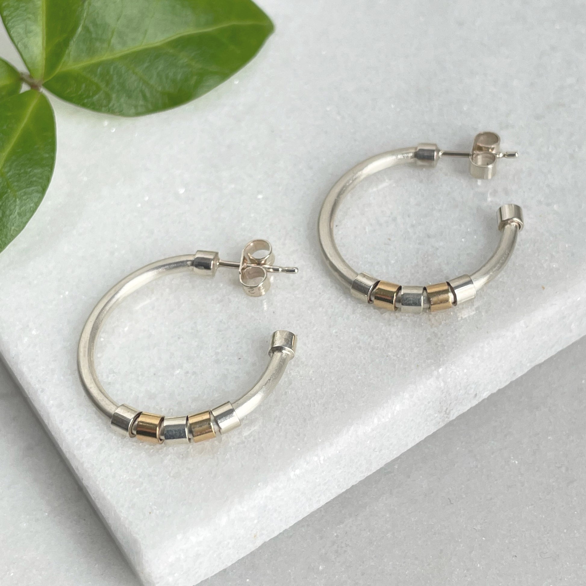 CIRCLE HOOP EARRINGS WITH SILVER AND GOLD - Genevieve Broughton