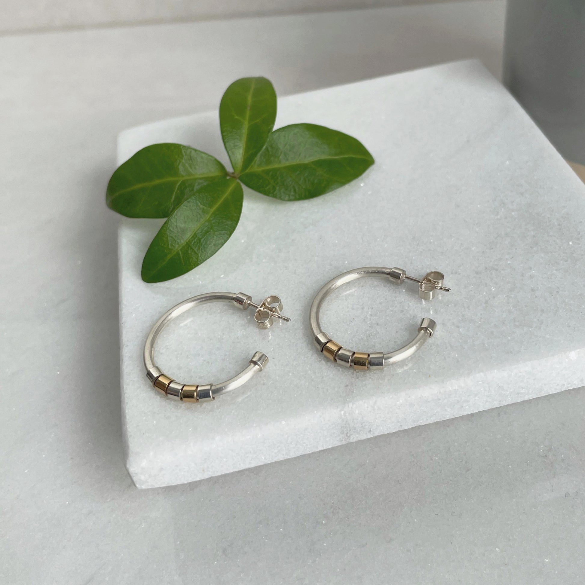 CIRCLE HOOP EARRINGS WITH SILVER AND GOLD - Genevieve Broughton