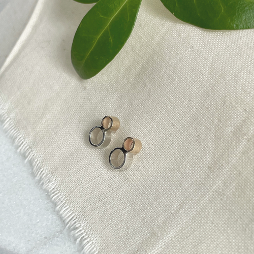 SILVER AND GOLD TWO CIRCLE STUDS - Genevieve Broughton