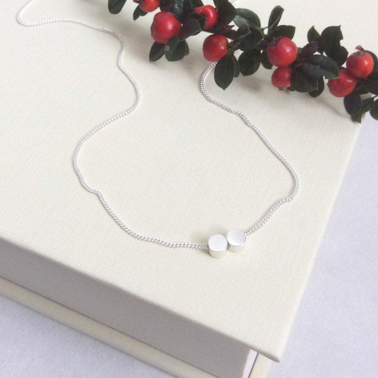TINY SILVER TWO DOT NECKLACE - Genevieve Broughton