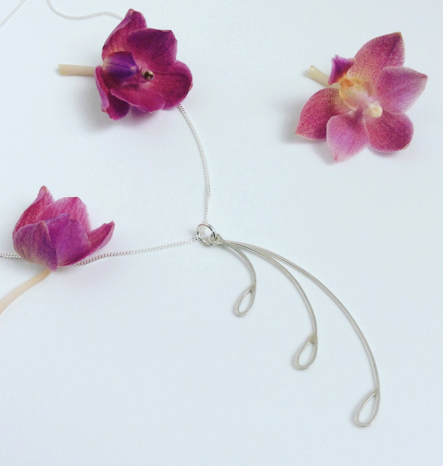 silver delicate frond necklace