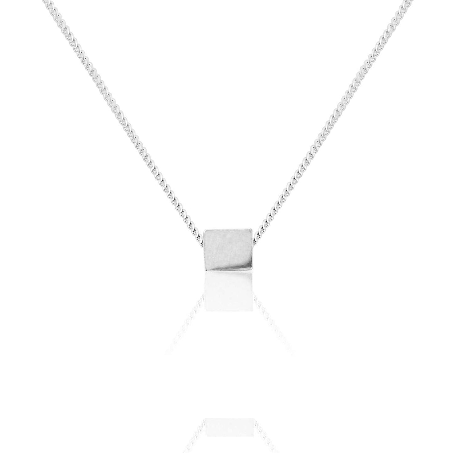 TINY SILVER CUBE NECKLACE - Genevieve Broughton
