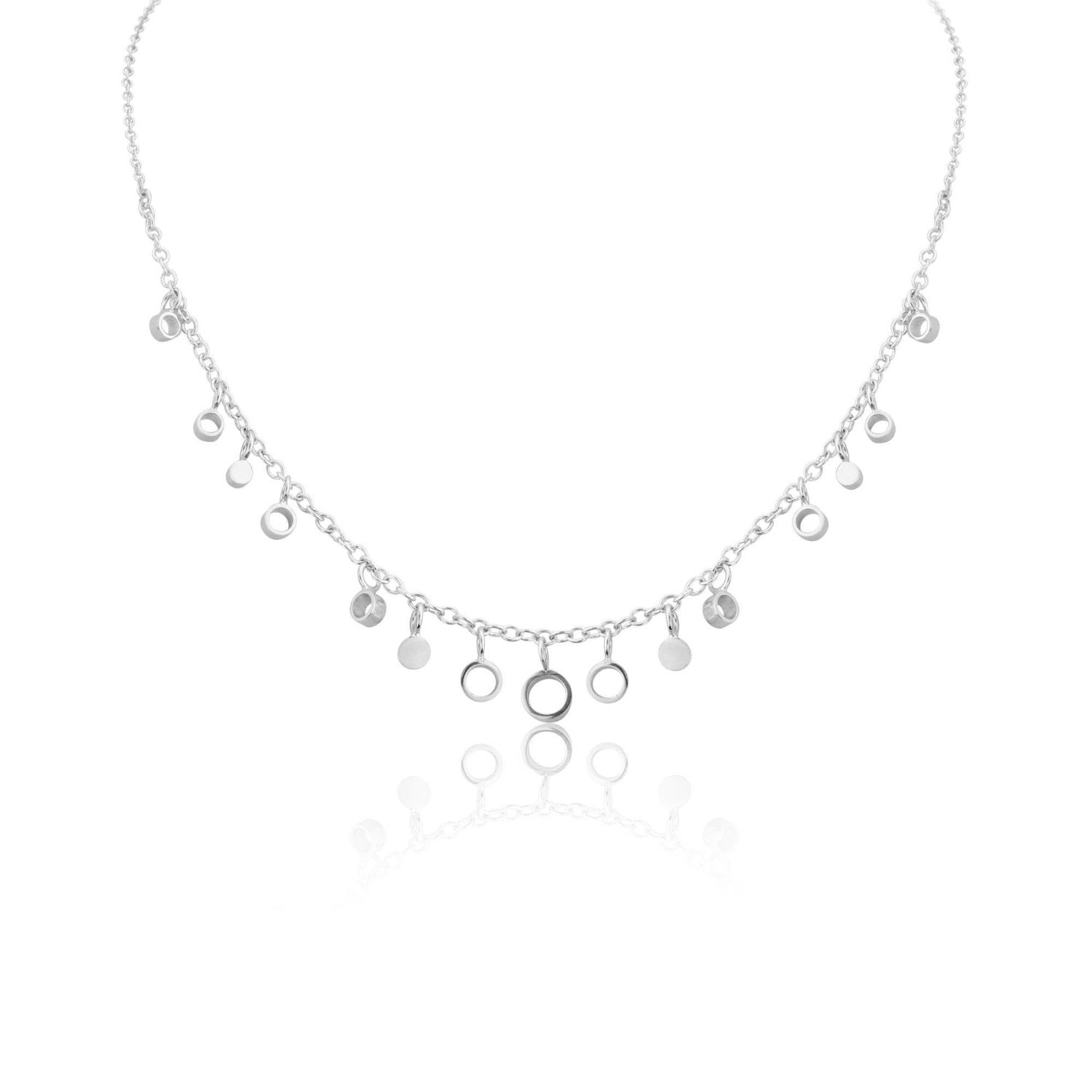 SILVER MINI CIRCLE DROPLET NECKLACE - Genevieve Broughton