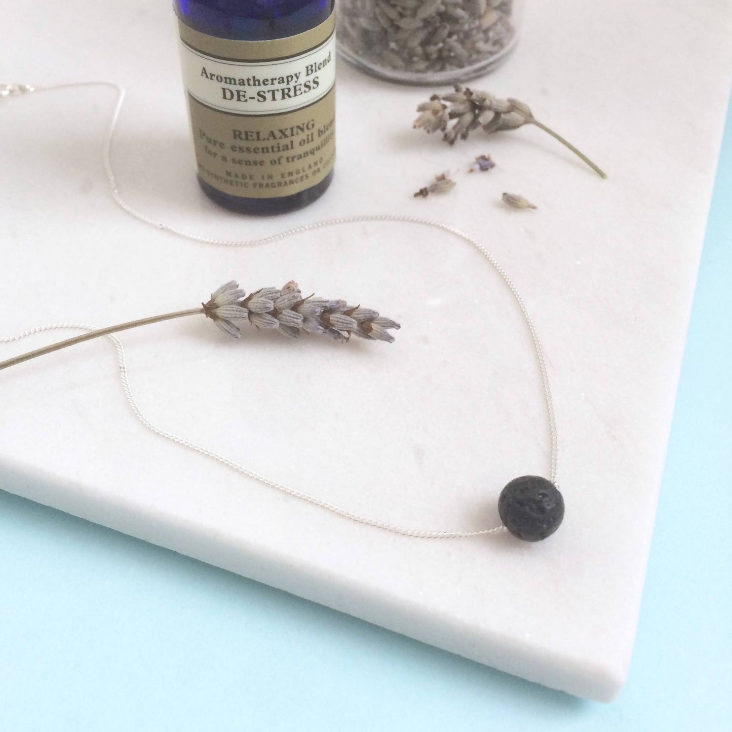LAVA STONE DIFFUSER NECKLACE WITH SILVER CHAIN - Genevieve Broughton