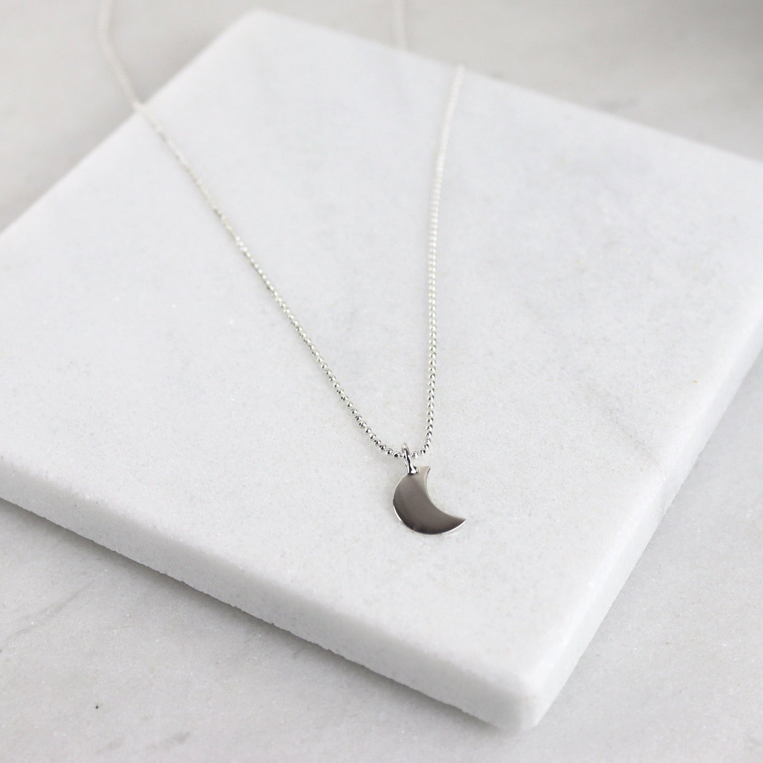 SILVER CRESCENT MOON NECKLACE - Genevieve Broughton