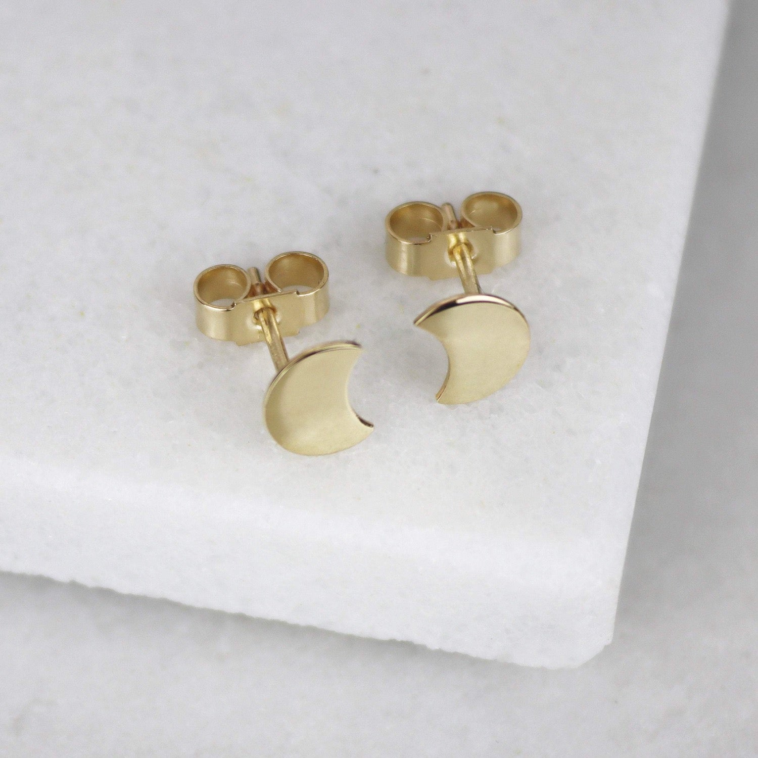 GOLD MOON STUD EARRINGS - Genevieve Broughton
