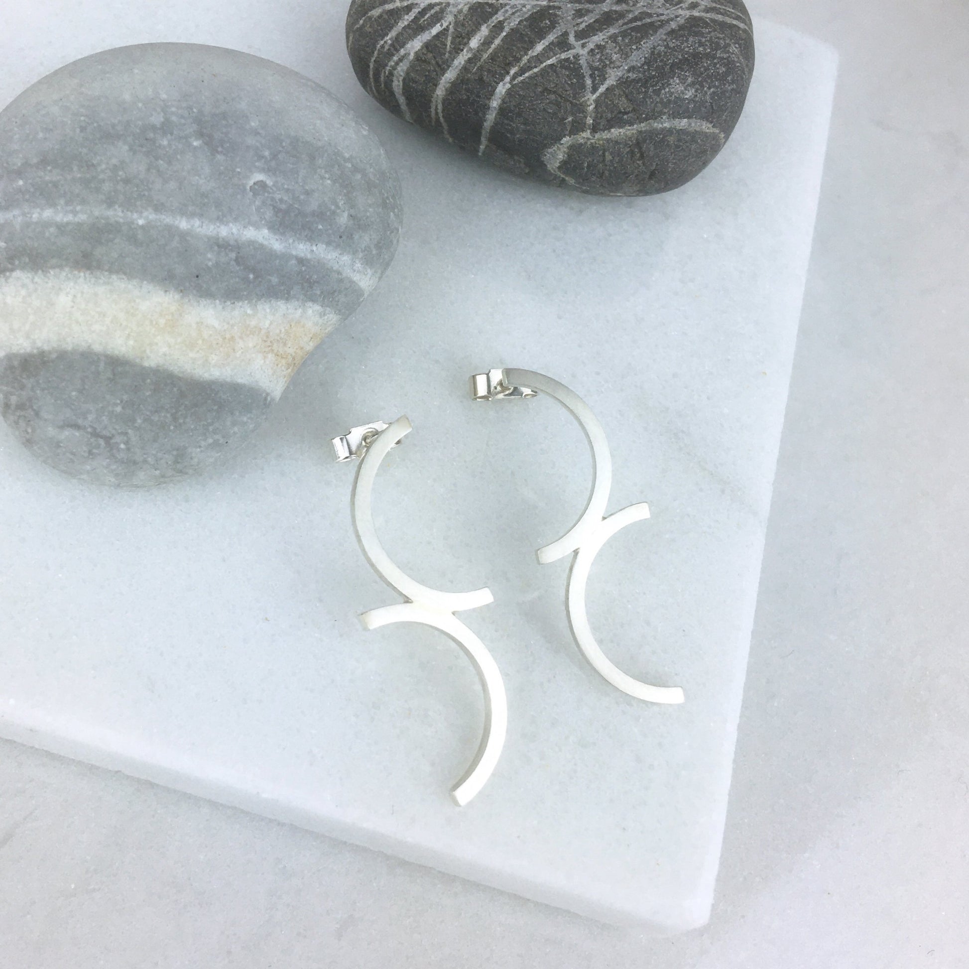 SILVER SEMI-CIRCLES EARRINGS - Genevieve Broughton