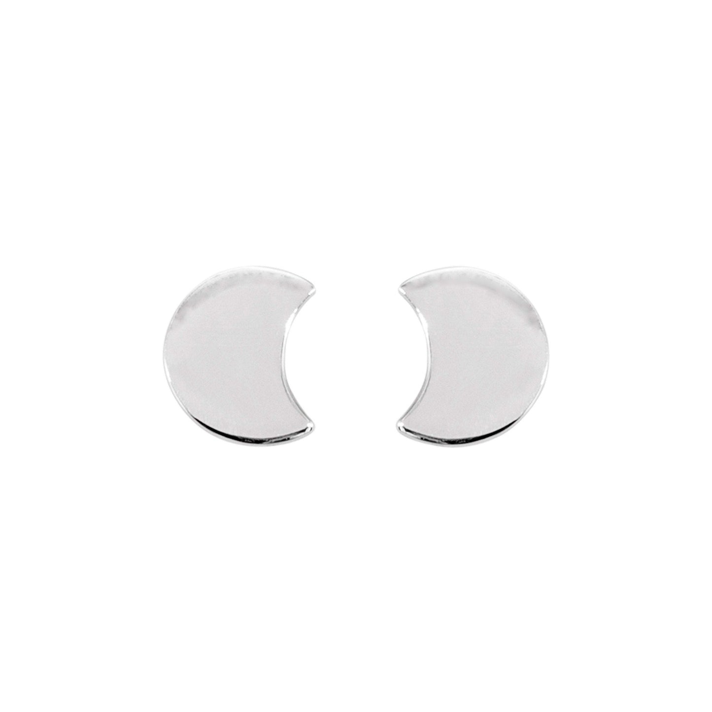 SILVER CRESCENT MOON STUD EARRINGS - Genevieve Broughton