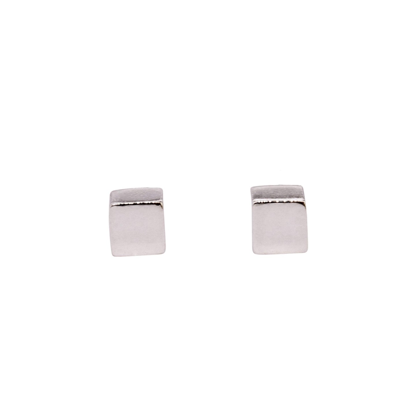 TINY SILVER CUBE STUD EARRING - Genevieve Broughton