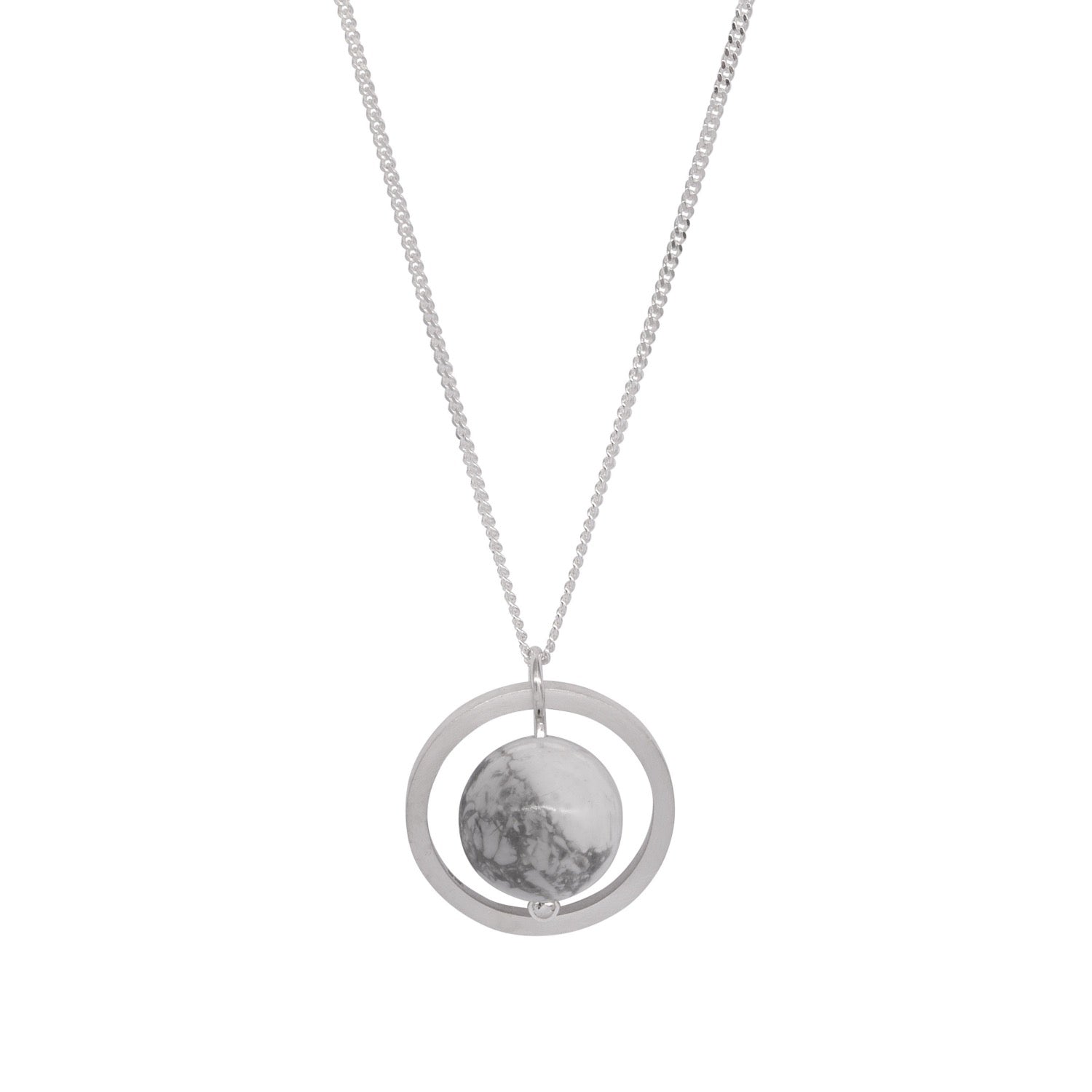SILVER CIRCLE HOWLITE NECKLACE - Genevieve Broughton