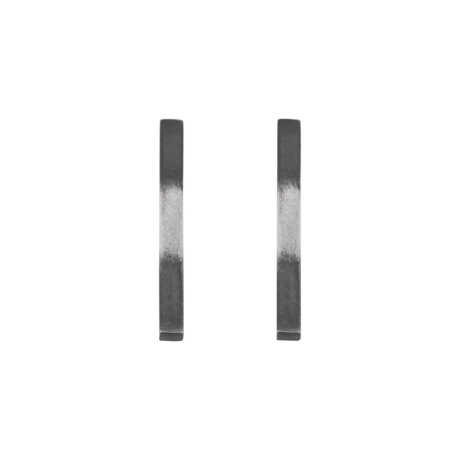 SILVER AND BLACK LONG BAR STUD EARRINGS - Genevieve Broughton