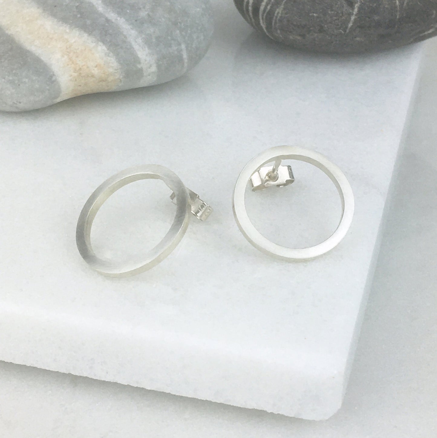 FLAT OPEN CIRCLE SILVER EARRINGS - Genevieve Broughton