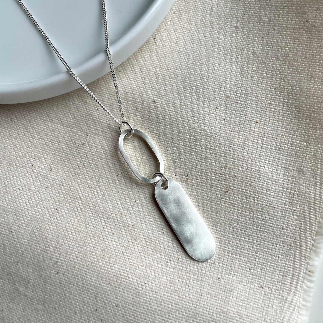 SILVER DOUBLE OVAL DROP PENDANT