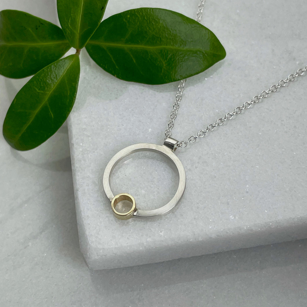 SILVER AND GOLD DOUBLE CIRCLE PENDANT - Genevieve Broughton