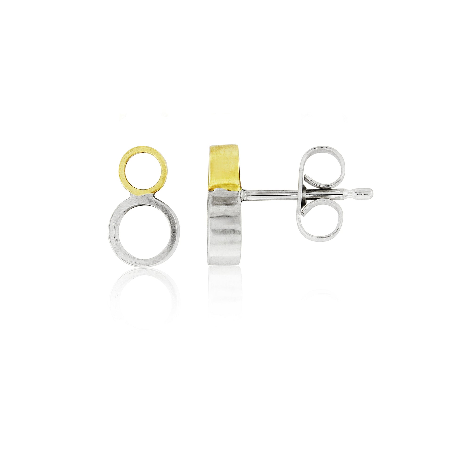 SILVER AND GOLD TWO CIRCLE STUDS - Genevieve Broughton