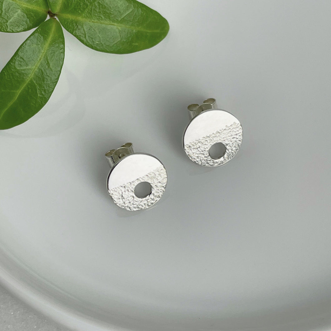 MODERNIST SILVER CIRCLE HOLE STUD EARRINGS - Genevieve Broughton