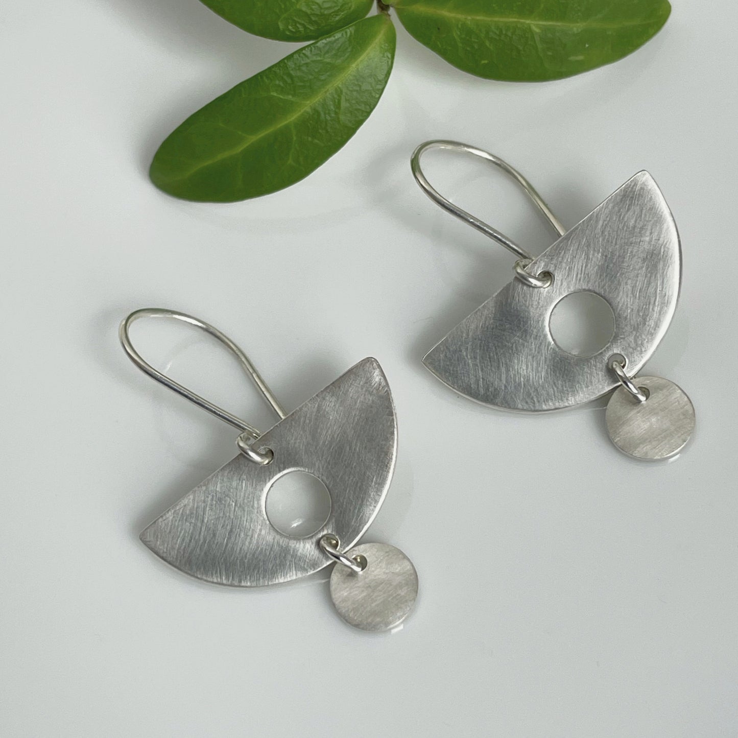 MODERNIST SILVER SEMICIRCLE DROP EARRINGS 1 - Genevieve Broughton
