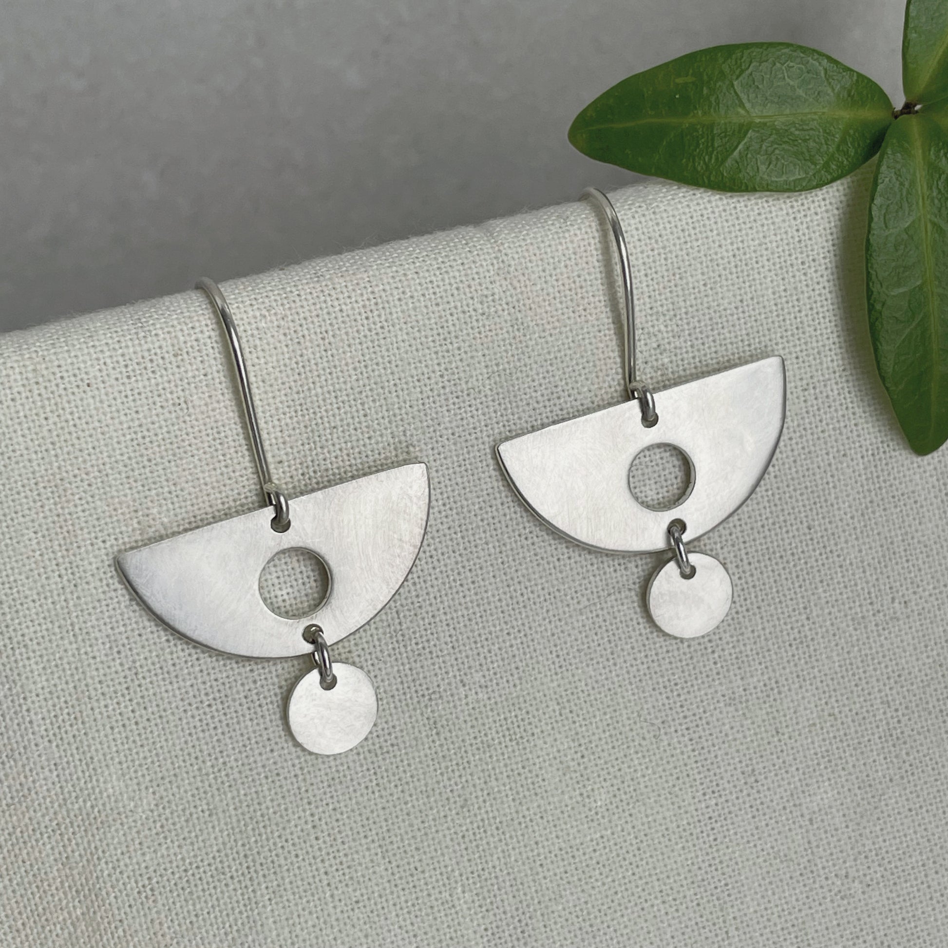 MODERNIST SILVER SEMICIRCLE DROP EARRINGS 1 - Genevieve Broughton