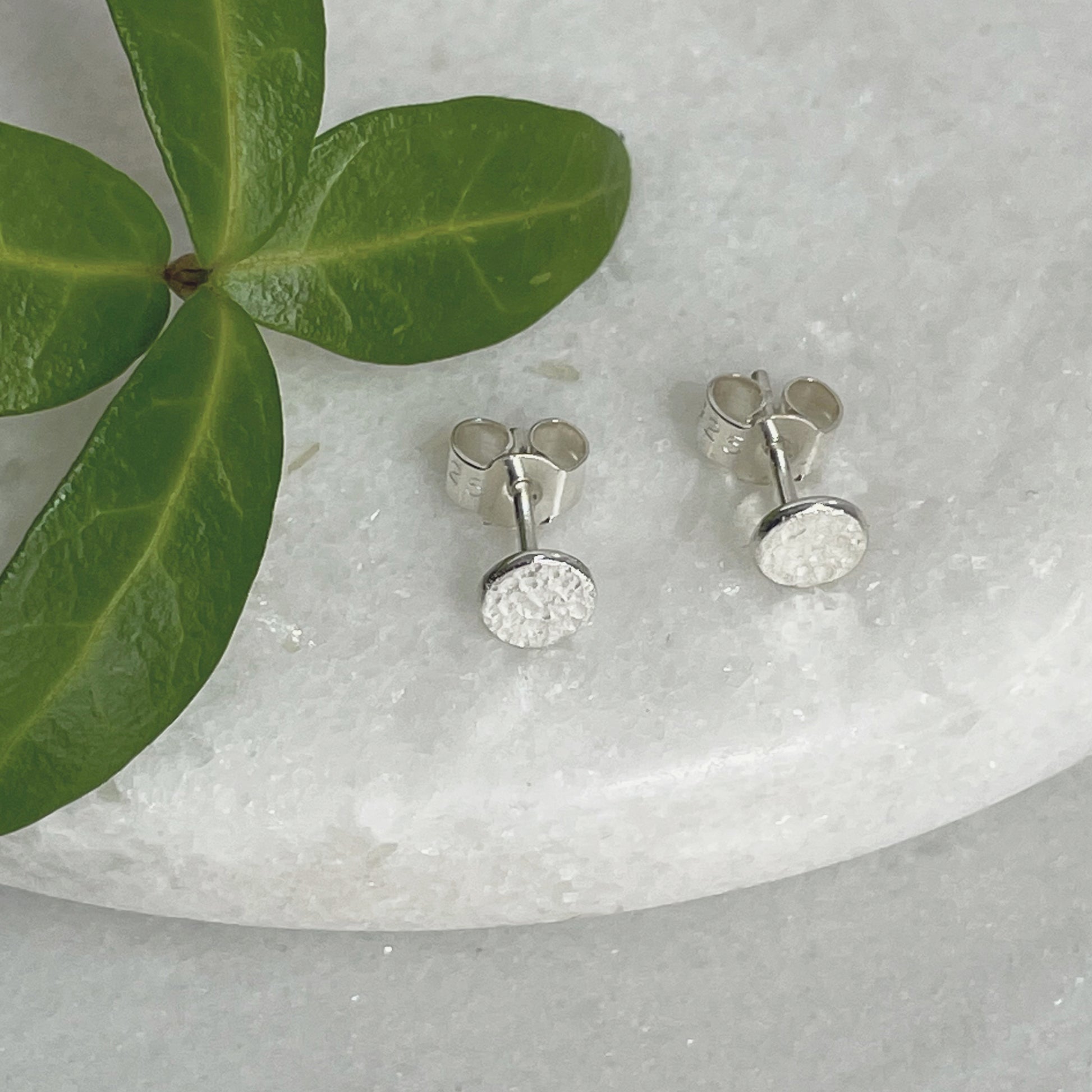 MODERNIST TINY TEXTURED CIRCLE STUD EARRINGS - Genevieve Broughton