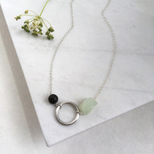 Load image into Gallery viewer, CIRCLE NECKLACE WITH SERPENTINE AND LAVA STONE - Genevieve Broughton
