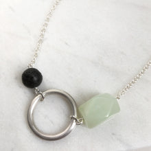 Load image into Gallery viewer, CIRCLE NECKLACE WITH SERPENTINE AND LAVA STONE - Genevieve Broughton
