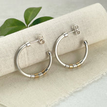 Load image into Gallery viewer, CIRCLE HOOP EARRINGS WITH SILVER AND GOLD - Genevieve Broughton
