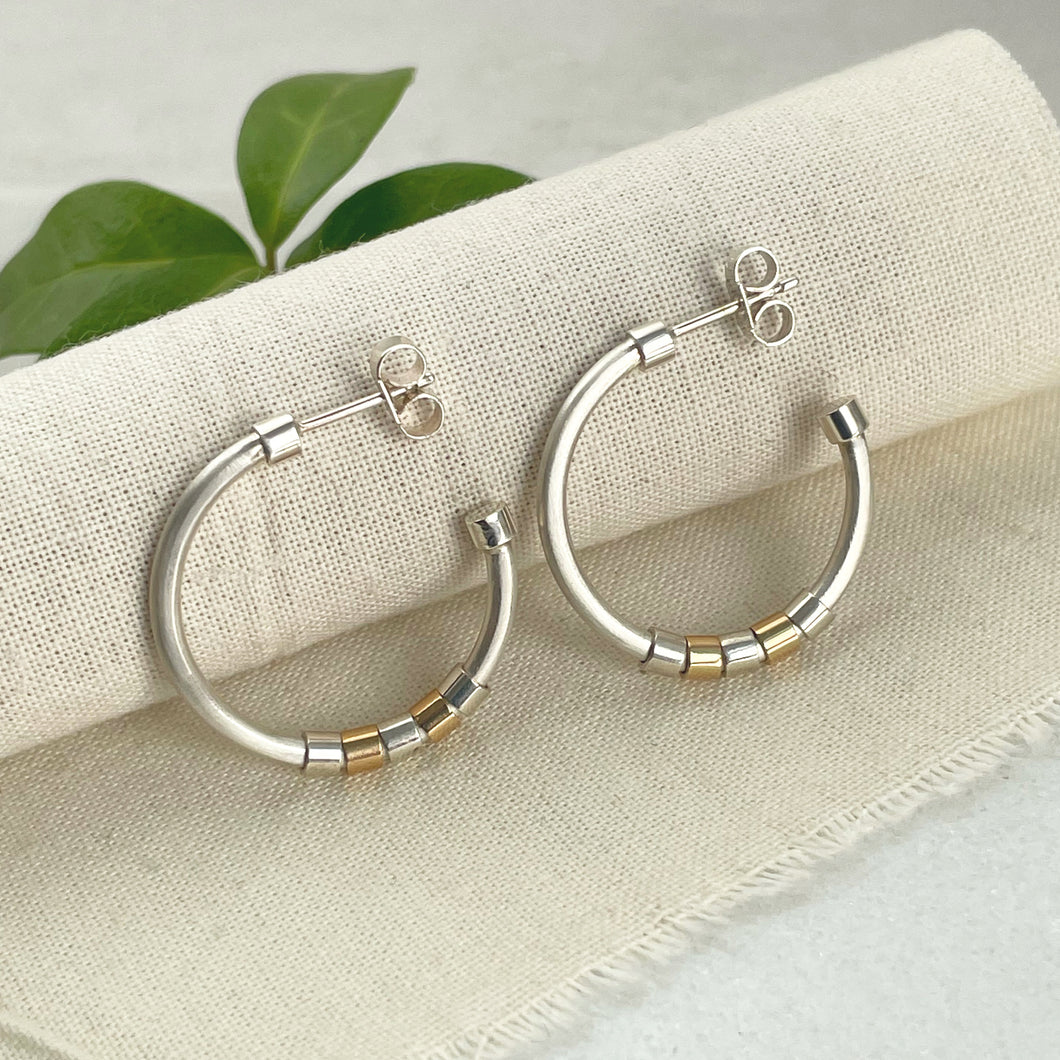 CIRCLE HOOP EARRINGS WITH SILVER AND GOLD - Genevieve Broughton