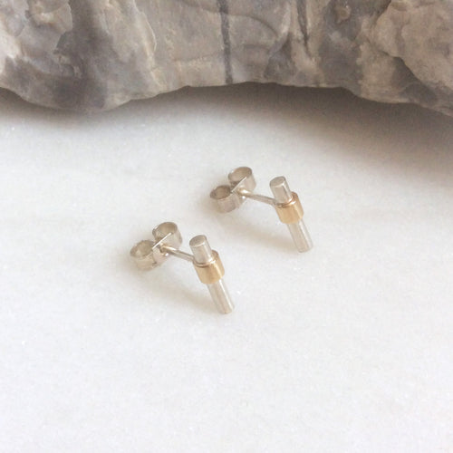 SILVER BAR STUD WITH GOLD DETAIL - Genevieve Broughton