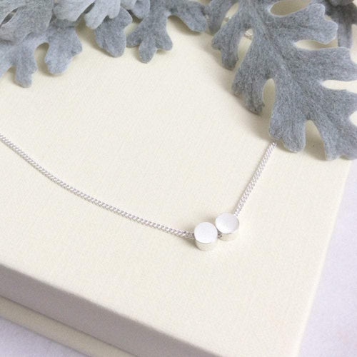 TINY SILVER TWO DOT NECKLACE - Genevieve Broughton
