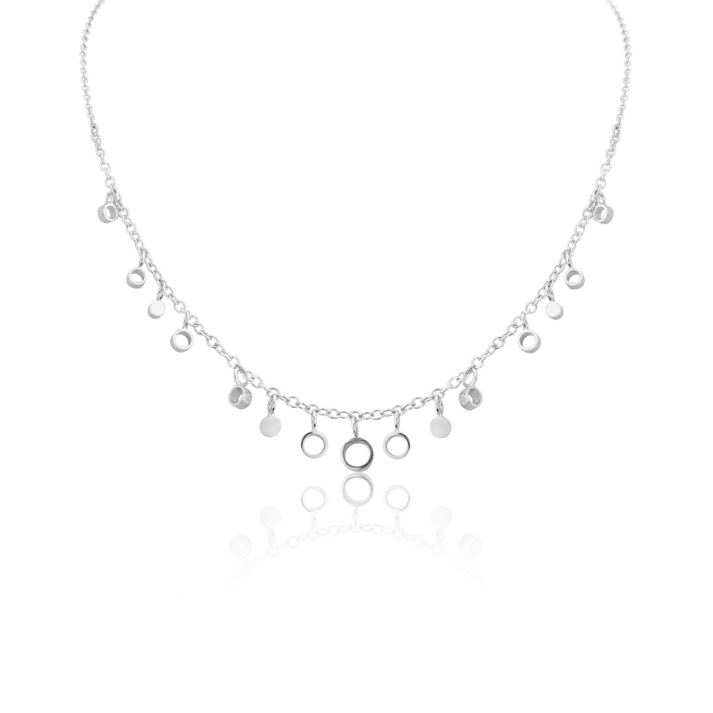SILVER MINI CIRCLE DROPLET NECKLACE - Genevieve Broughton