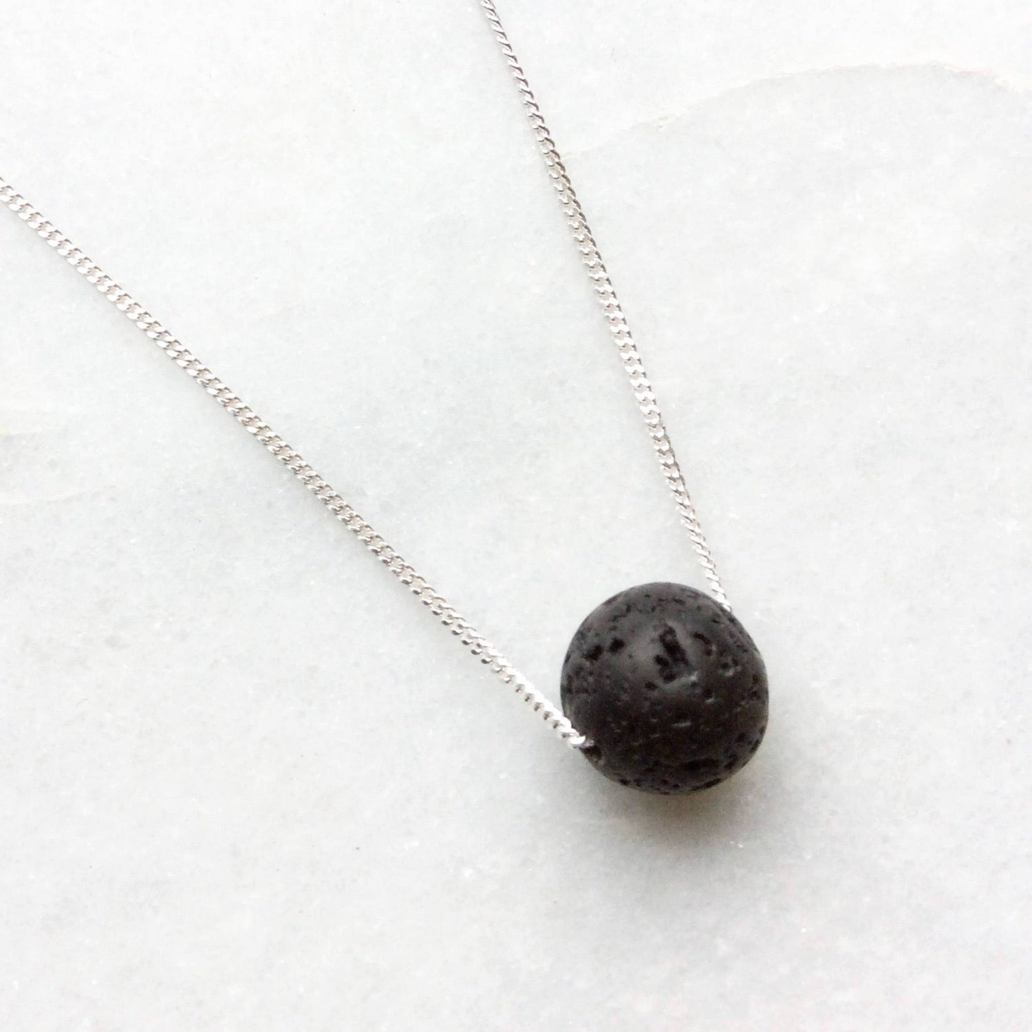 LAVA STONE DIFFUSER NECKLACE WITH SILVER CHAIN – Genevieve Broughton