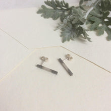 Load image into Gallery viewer, SILVER AND BLACK LONG BAR STUD EARRINGS - Genevieve Broughton
