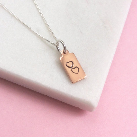 COPPER TWO HEARTS PENDANT WITH SILVER CHAIN - Genevieve Broughton