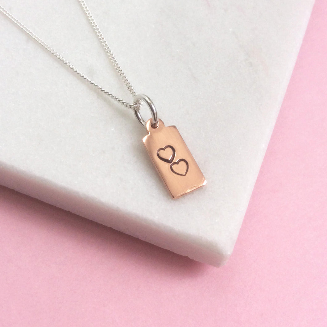 COPPER TWO HEARTS PENDANT WITH SILVER CHAIN - Genevieve Broughton
