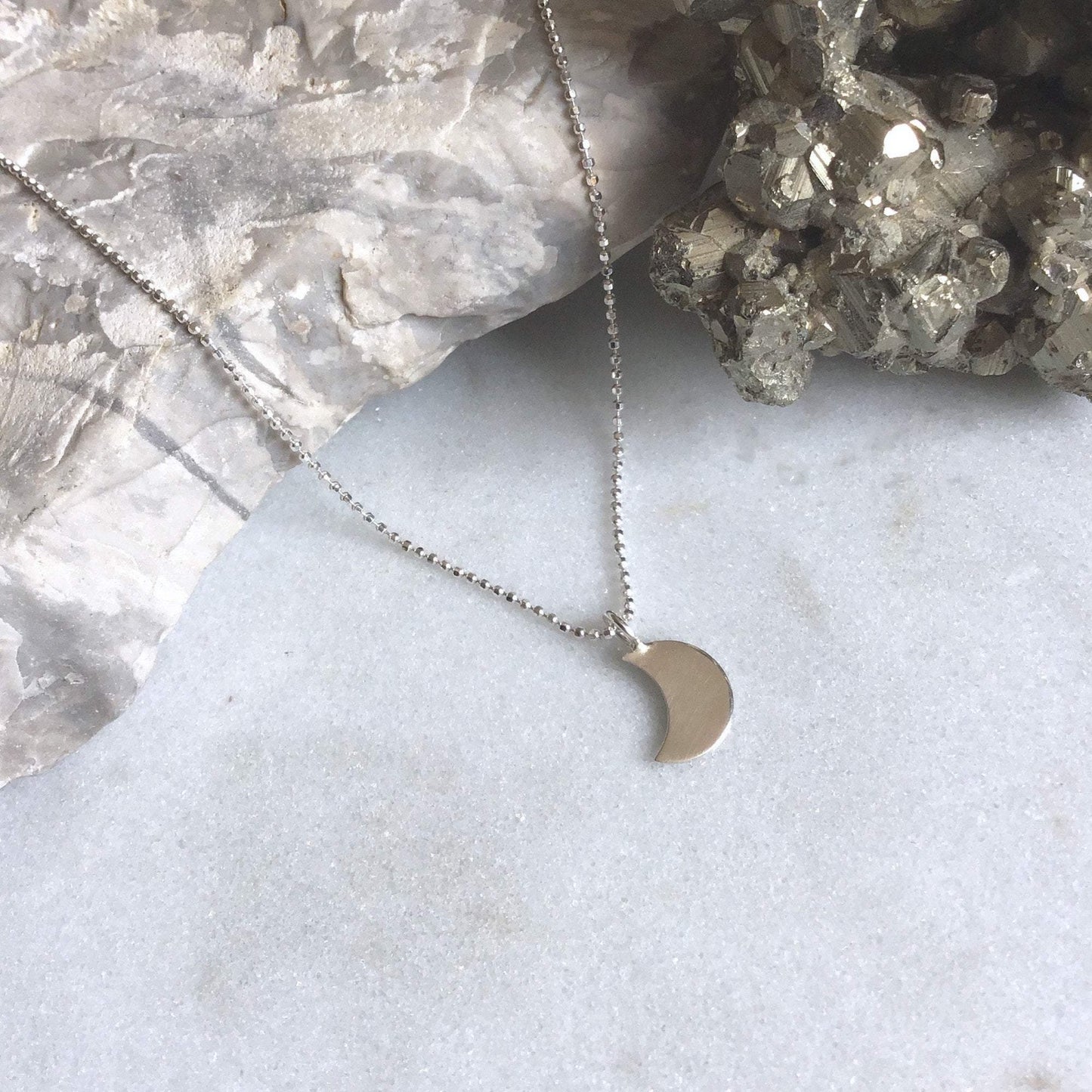 SILVER CRESCENT MOON NECKLACE - Genevieve Broughton