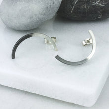 Load image into Gallery viewer, SILVER AND BLACK ARC EARRINGS - Genevieve Broughton
