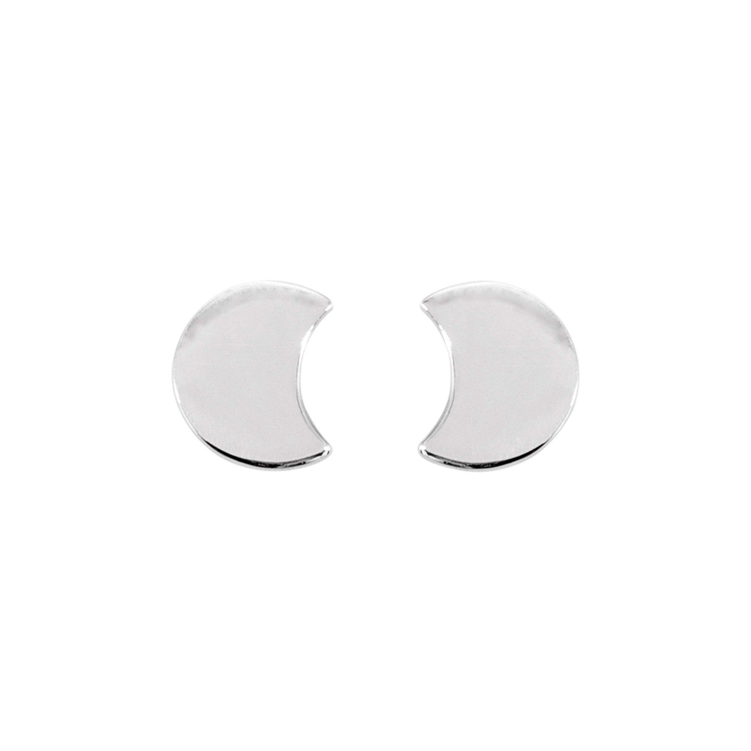 SILVER CRESCENT MOON STUD EARRINGS - Genevieve Broughton