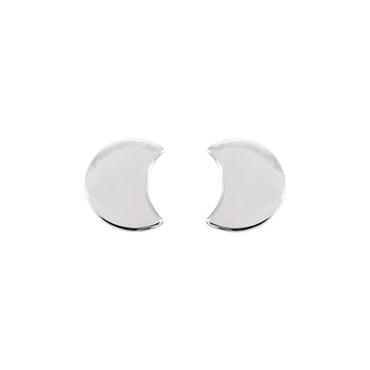 SILVER CRESCENT MOON STUD EARRINGS - Genevieve Broughton