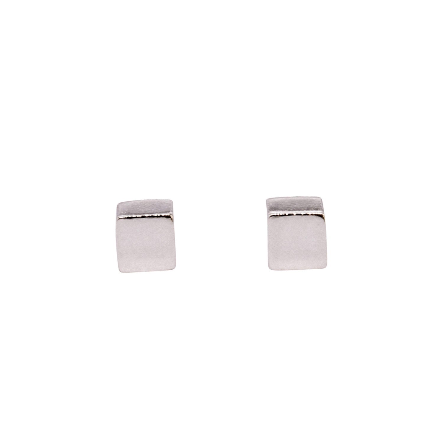 TINY SILVER CUBE STUD EARRING - Genevieve Broughton