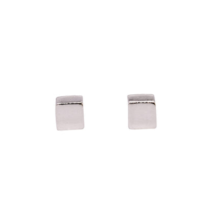 TINY SILVER CUBE STUD EARRING - Genevieve Broughton