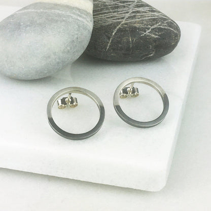 FLAT OPEN CIRCLE SILVER EARRINGS - Genevieve Broughton