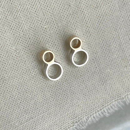 SILVER AND GOLD TWO CIRCLE STUDS - Genevieve Broughton